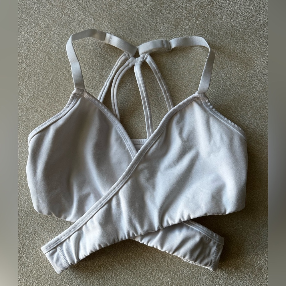 Alphalete White Strappy Sports Bra